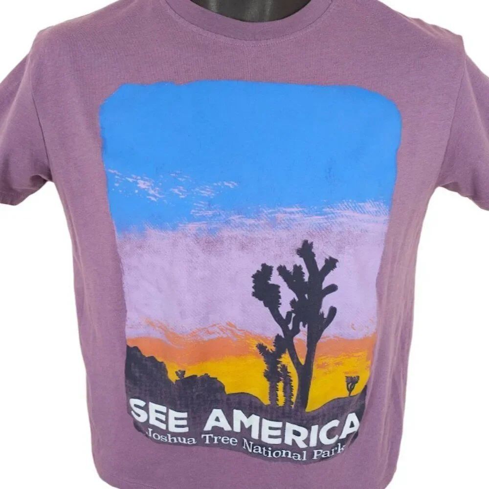 Joshua Tree National Park T Shirt Womens Size XS Purple Crop Top Nature Tee